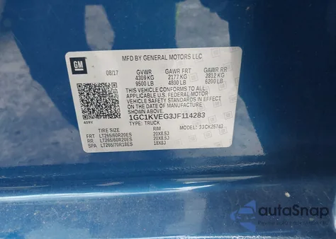 2018 Chevrolet Silverado 2500Hd Lt z USA, uszkodzony, nr VIN 1GC1KVEG3JF114283